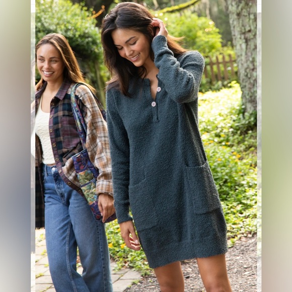 NATURAL LIFE Cozy Up Tunic Soft Fuzzy Casual Pockets Sweater Dress L - Picture 2 of 11